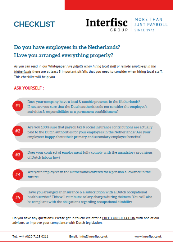 Checklist Employees in the Netherlands